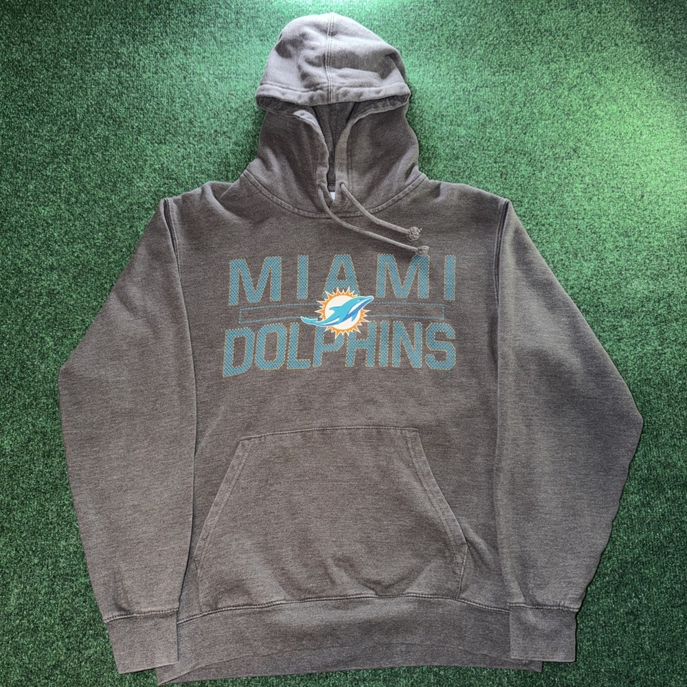 Majestic Miami Dolphins Hoodie Men's Size Medium Gray Pullover